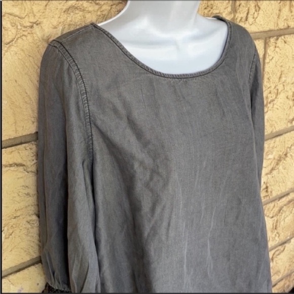 Gap Denim Blue Tunic top Blouse Bell Sleeves flow Size Med - Picture 4 of 11